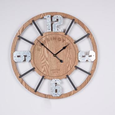 ESTHETI home Ρολόι Τοίχου Μεταλλικό/MDF Αντικέ Μαύρο/Φυσικό/Γκρι Φ60x5cm 753-10046